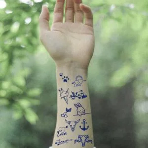 10 small paw prints cat dog love sunset ice cream bunny panda cherries steer cow skull love arrow heart anchor sheep temporary tattoo jagua genipin body art inkbox