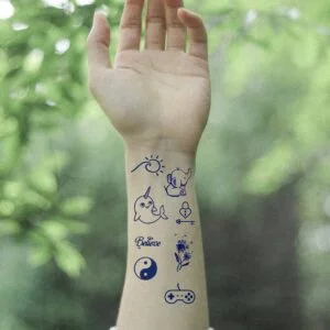 10 small wave sun minimal elephant narwal lock key believe wish dandelion yingang yingyang controller video games temporary tattoo jagua genipin body art inkbox