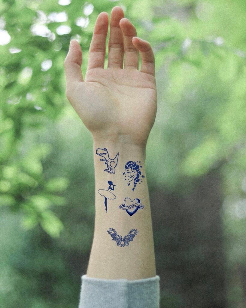 12 small ballerina trex dinosaur elsa princess mom heard tribal temporary tattoo jagua genipin body art inkbox