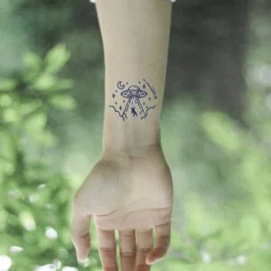 14 small space ship abduction aliens flying saucer temporary tattoo jagua genipin body art inkbox