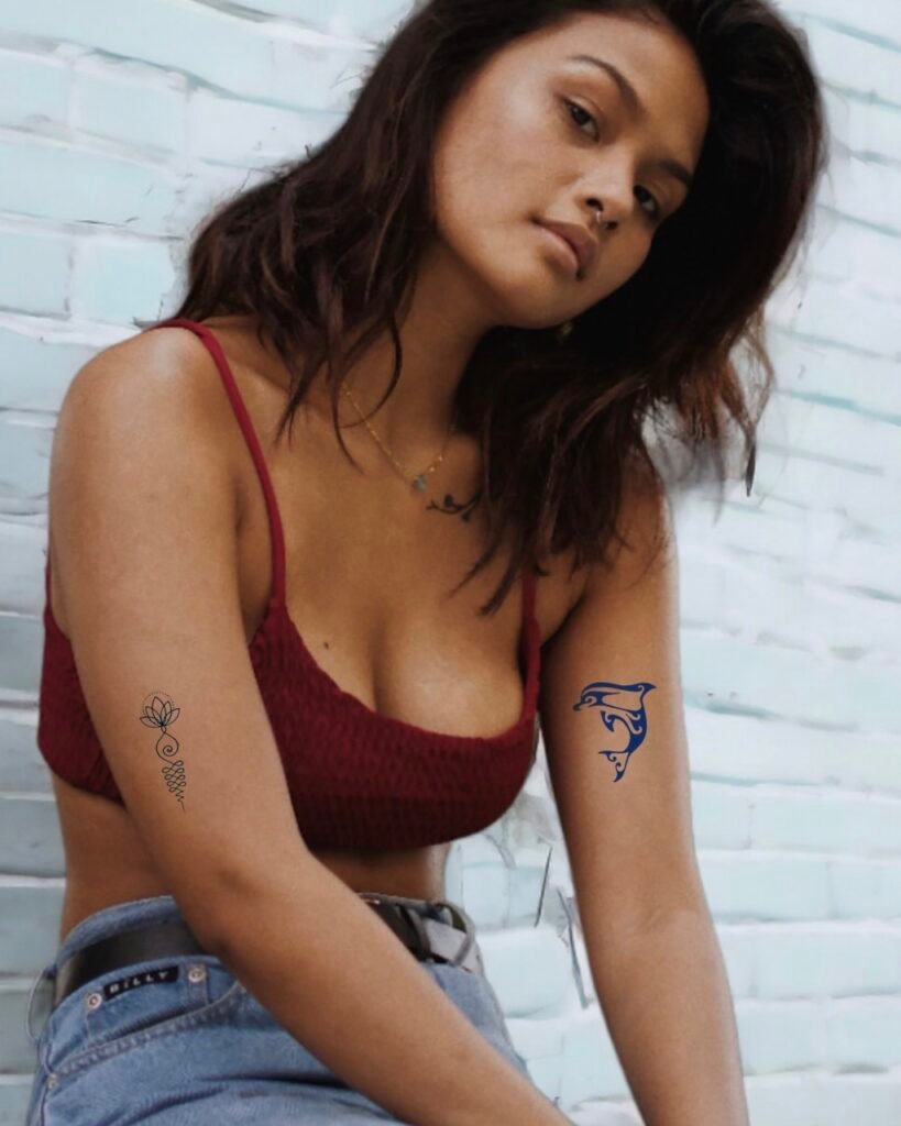 14 small tribal dolphin unilome mandala lotus temporary tattoo jagua genipin body art inkbox