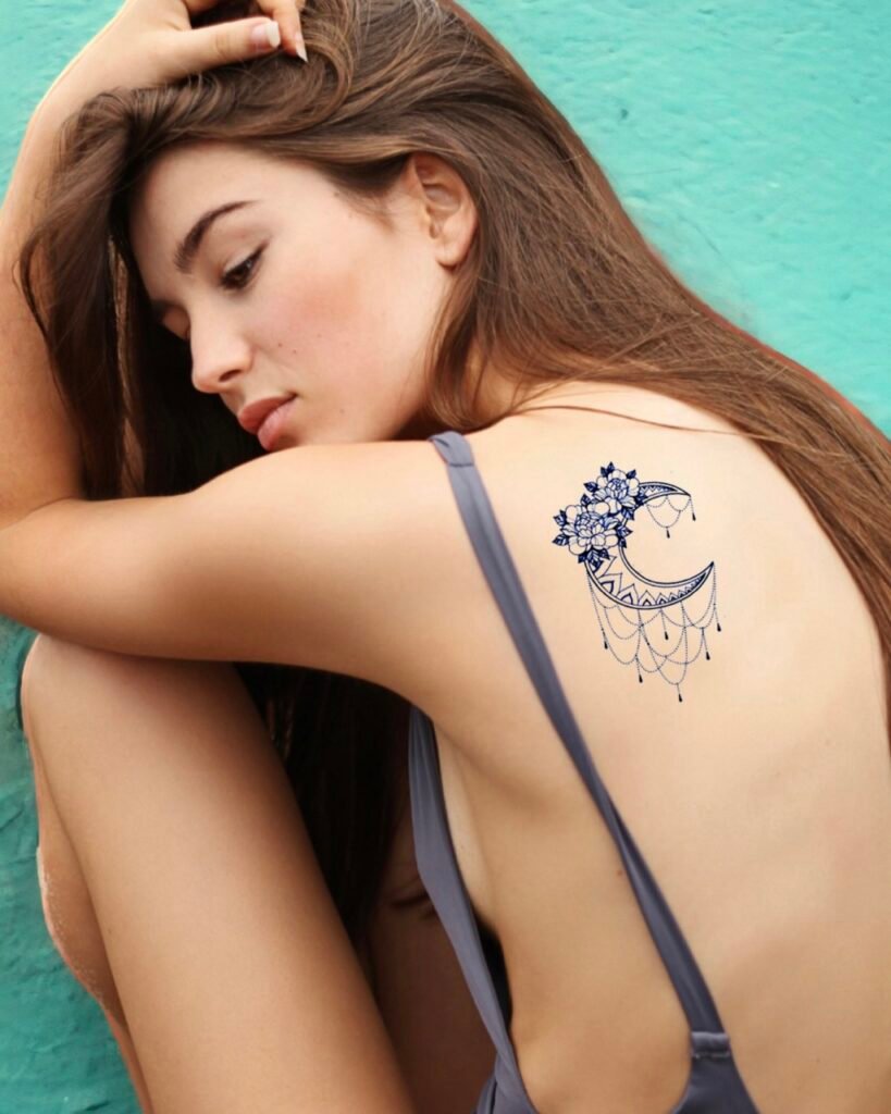 18 medium moon dream catcher mystical magic temporary tattoo jagua genipin body art inkbox