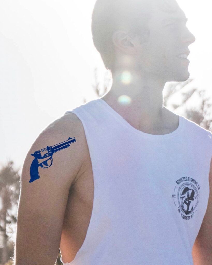 20 medium pistol gun temporary tattoo jagua genipin body art inkbox