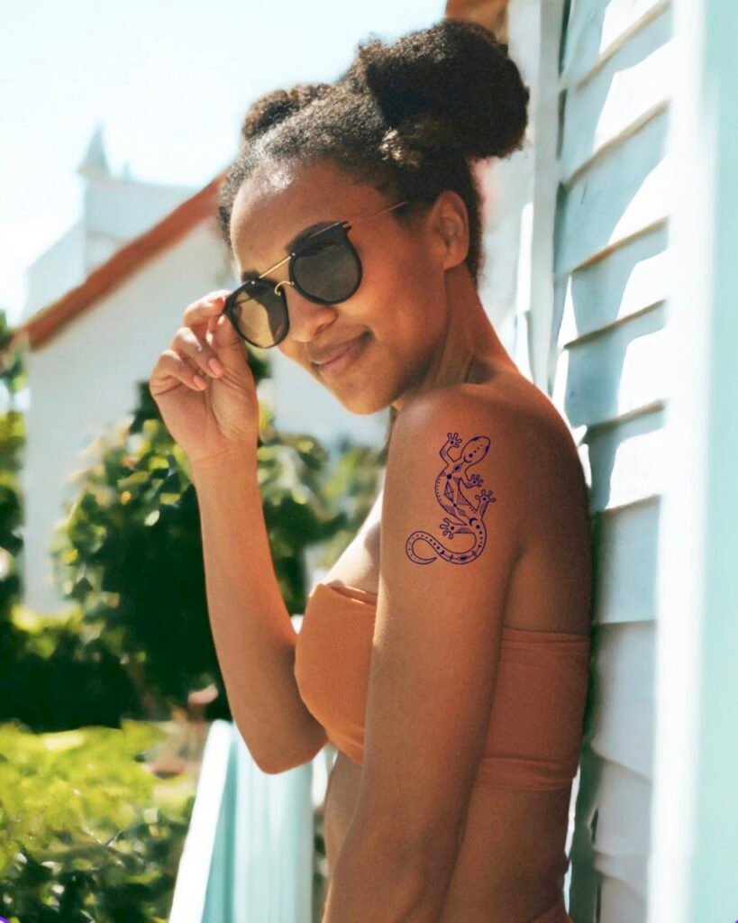 22 medium geometric gecho lizard temporary tattoo jagua genipin body art inkbox