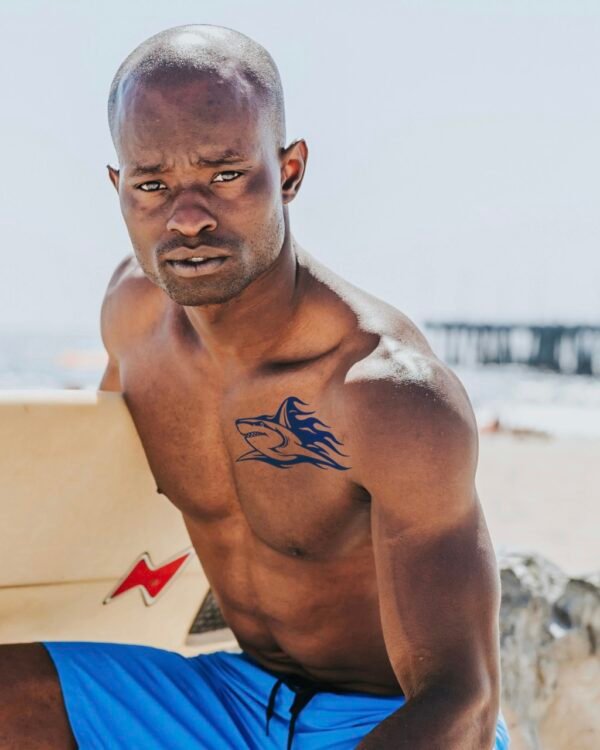 22 medium shark flames ocean temporary tattoo jagua genipin body art inkbox