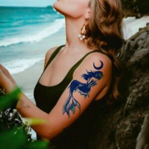 28 large mermaid moon temporary jagua genipin tattoo
