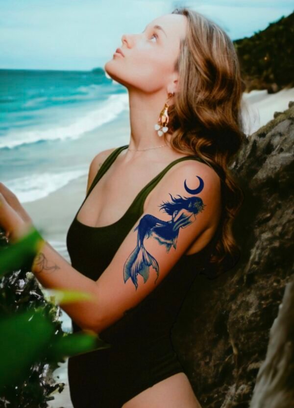 28 large mermaid moon temporary jagua genipin tattoo