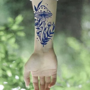 28 large mushroom fern temporary tattoo jagua genipin body art inkbox