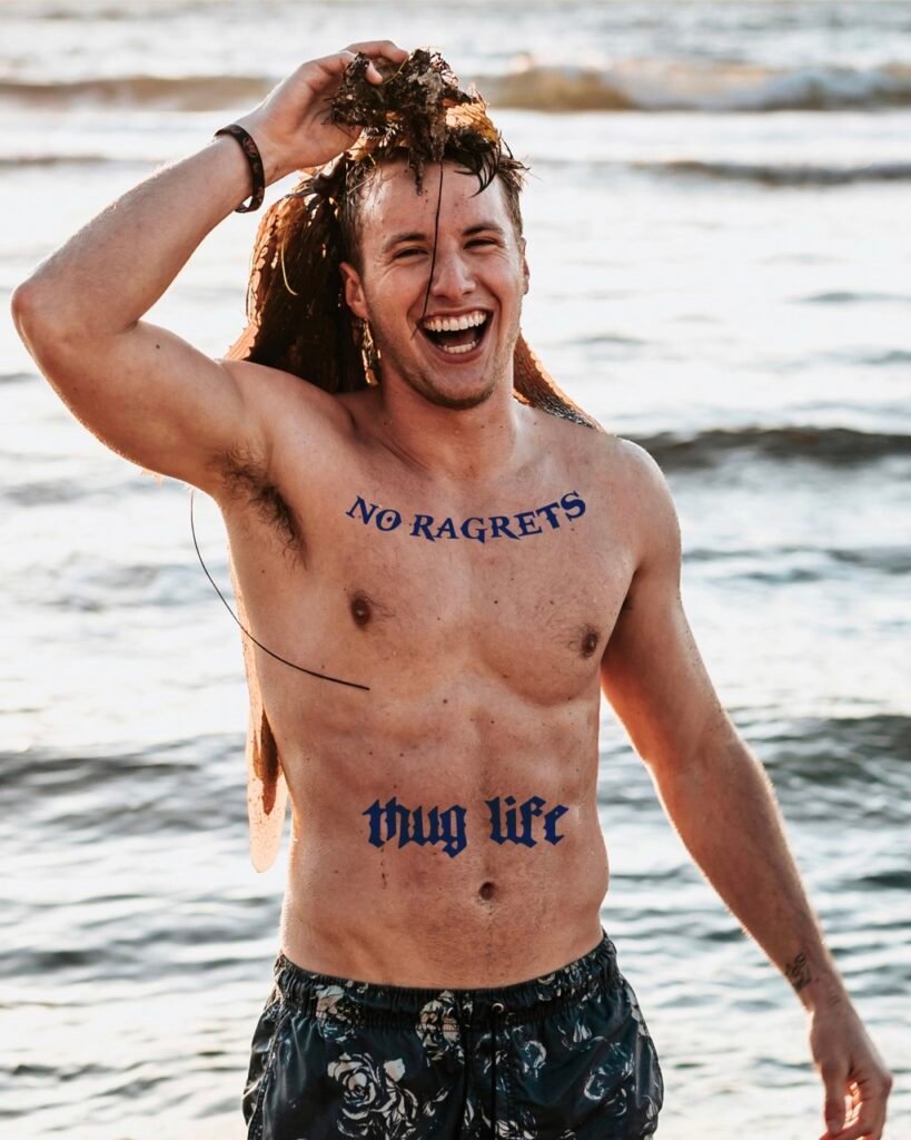 28 large no ragrets thug life gangster text words temporary tattoo jagua genipin body art inkbox