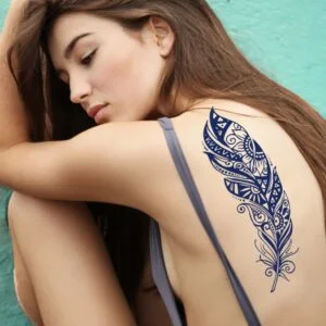 32 large feather temporary jagua genipin tattoo