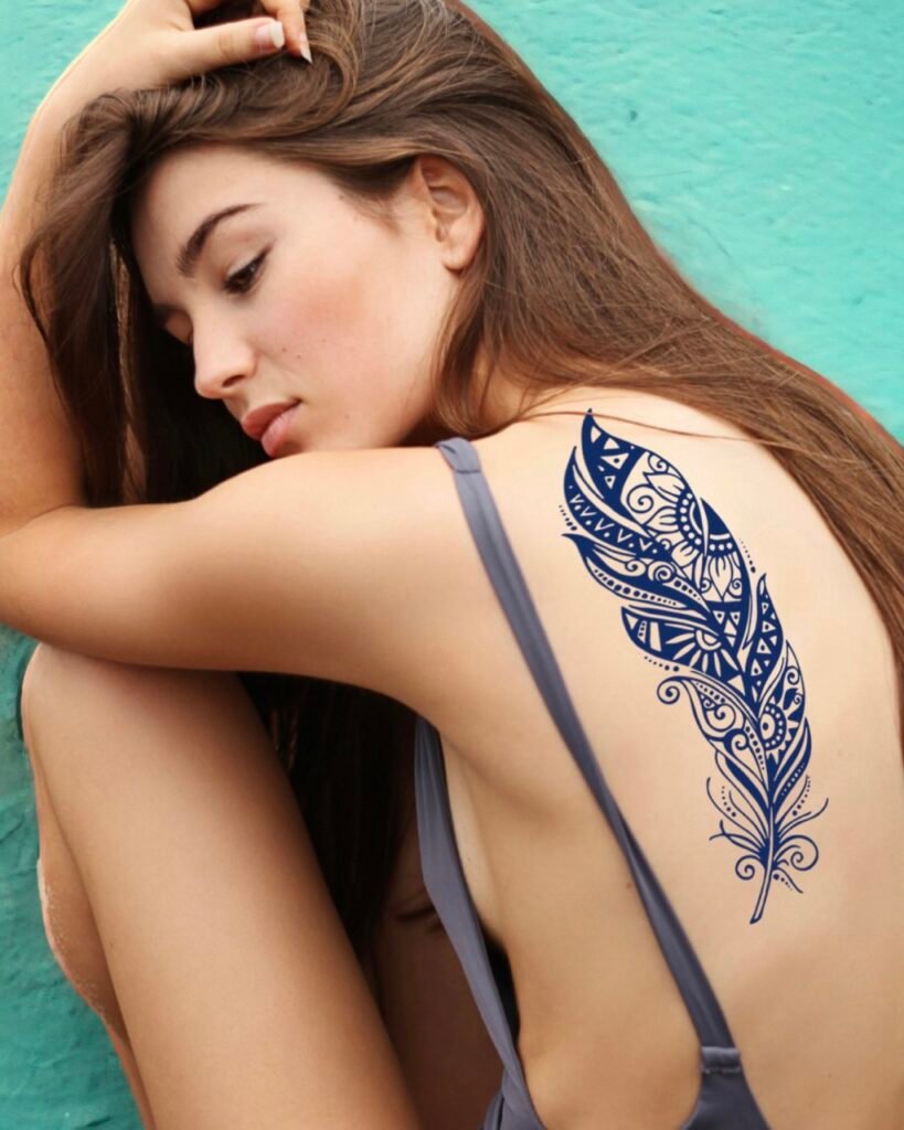 32 large feather temporary jagua genipin tattoo