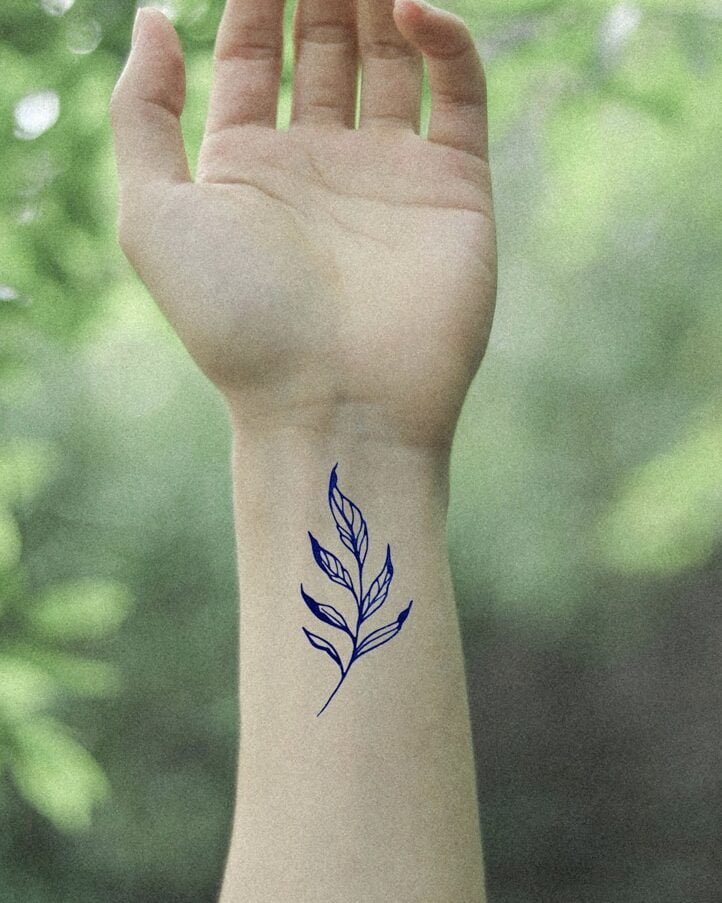 14 small fern leaf minimal temporary tattoo jagua genipin body art inkbox